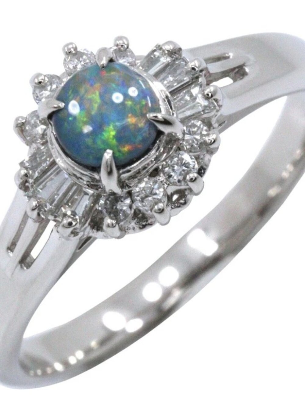 Ring Pt900Platinum/opal/diamond #6.0(US Size) 4.0g Women